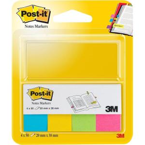 Post-it Marque-Pages En Papier, Ultra Couleurs, 4 Blocs, 20 mm x 38 mm, 50 Feuilles par Bloc – Pour Marquer, Surligner ou Codifier des Informations(Jaune)