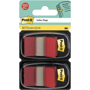 Post-it Marque-Pages, Moyen, Rouge, 100 Marque-Pages, 25.4 mm x 43.2 mm – Pour Marquer, Surligner ou Codifier des Informations(Rouge)