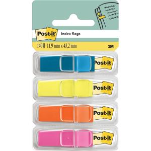 Post-it Marque-pages Étroits, Petits, 4 Dévidoirs, 35 Marque-pages par Dévidoir (11,9 x 43,2 mm), Couleurs Bleu, Jaune, Orange et Rose – Parfaits pour Marquer, Surligner ou Organiser vos Documents(120 x 69 mm)