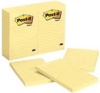 imagePostit Notes Autocollantes Grand Format XXL Jaune Canari Lignes Pack de 6 Blocs 101 mm x 152 mm 100 Feuilles par Bloc Feuillets Adhsifs pour Prise de Notes Listes de Tches et RappelsPostIt 660