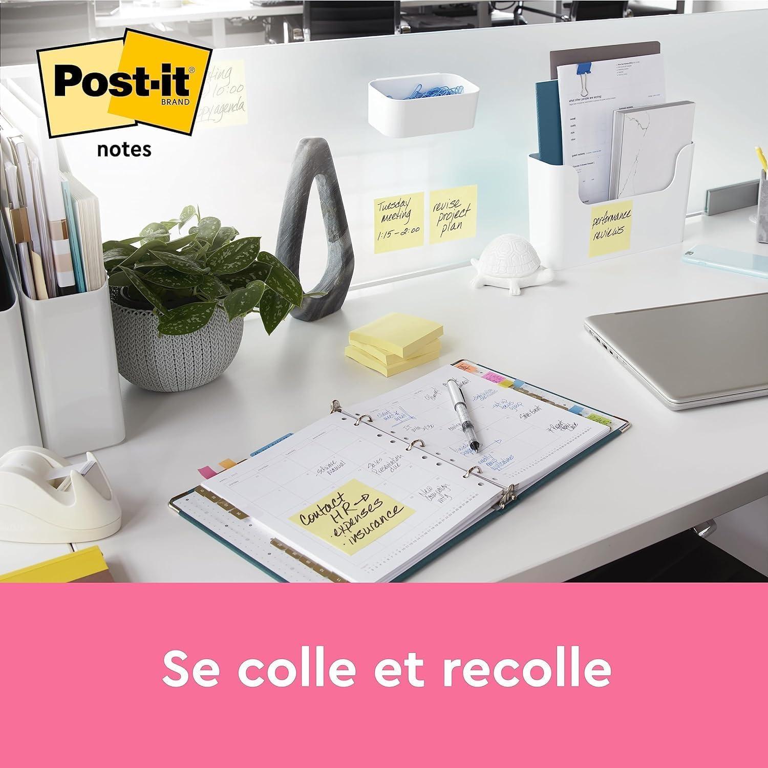 imagePostit Notes Autocollantes Pack Promo 18 Blocs 6 GRATUITS 100 Feuilles par Bloc 76 mm x 127 mm Jaune Pastel Feuillets Adhsifs pour Prise de Notes Listes de Tches et Rappels