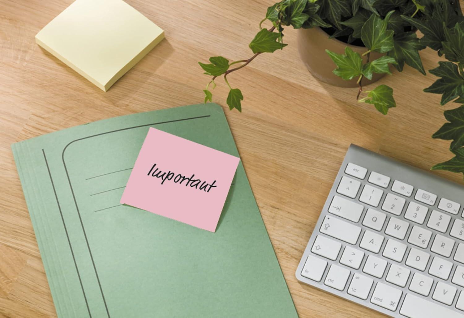imagePostit Notes Autocollantes Recycls Pack de 16 Blocs 100 Feuilles par Bloc 76 mm x 127 Vert Rose Bleu Jaune Notes Autocollantes Fabriques partir de Papier 100 Recycl
