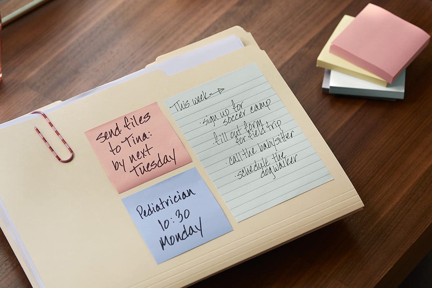 imagePostit Notes Autocollantes Recycls Pack de 16 Blocs 100 Feuilles par Bloc 76 mm x 127 Vert Rose Bleu Jaune Notes Autocollantes Fabriques partir de Papier 100 Recycl