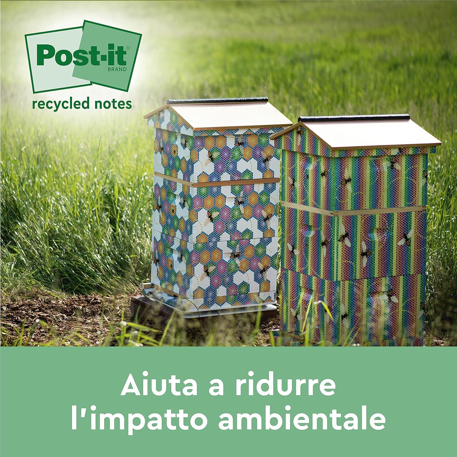 imagePostit Notes Autocollantes Recycls Pack de 6 Blocs 100 Feuilles par Bloc 38 mm x 51 mm Vert Rose Jaune Bleu Notes Autocollantes Fabriques partir de Papier 100 Recycl