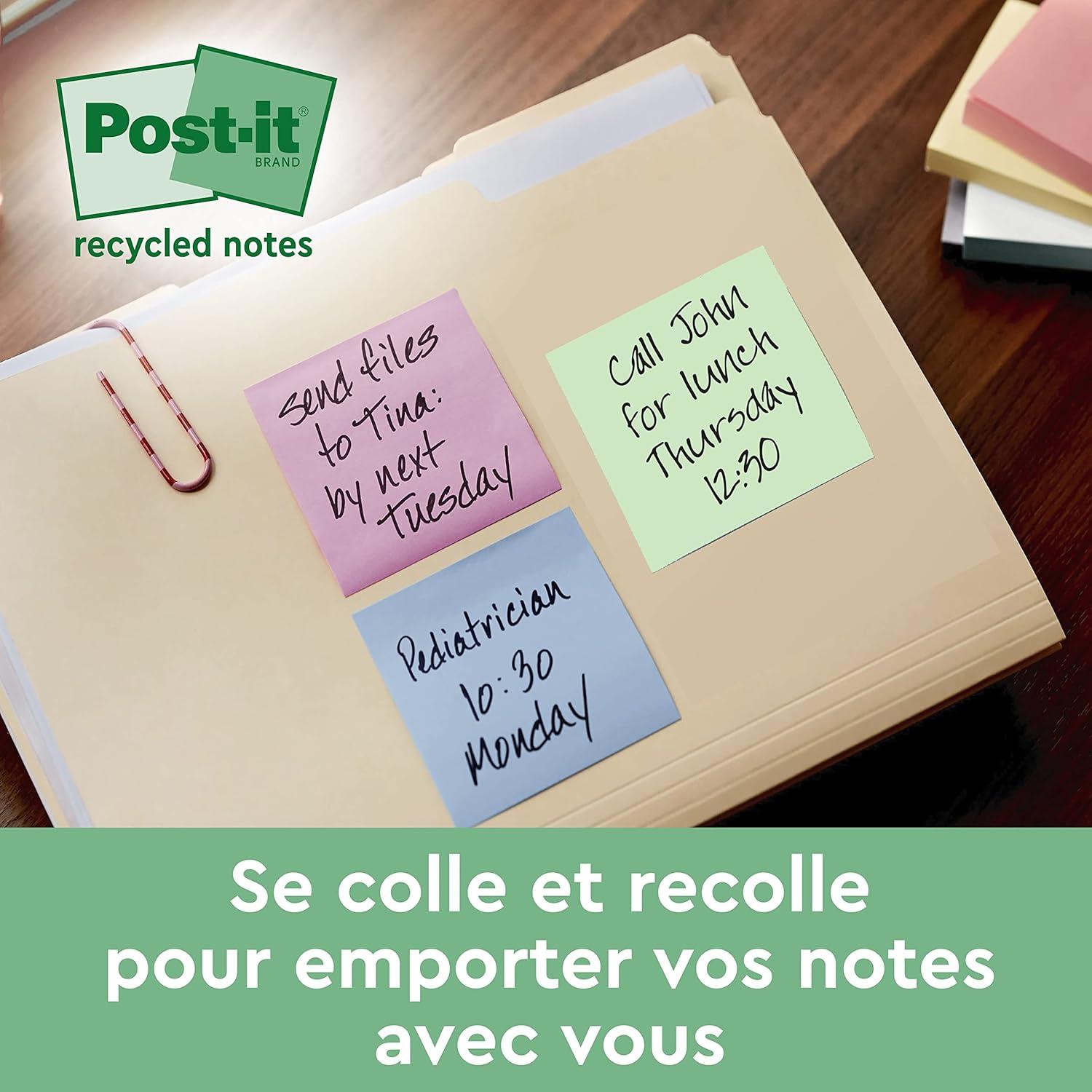 imagePostit Notes Autocollantes Super Sticky Recycls 14 Blocs 4 GRATUITS 70 Feuilles par Bloc 76 mm x 76 mm Notes Autocollantes Fabriques partir de Papier 100 RecyclBleu