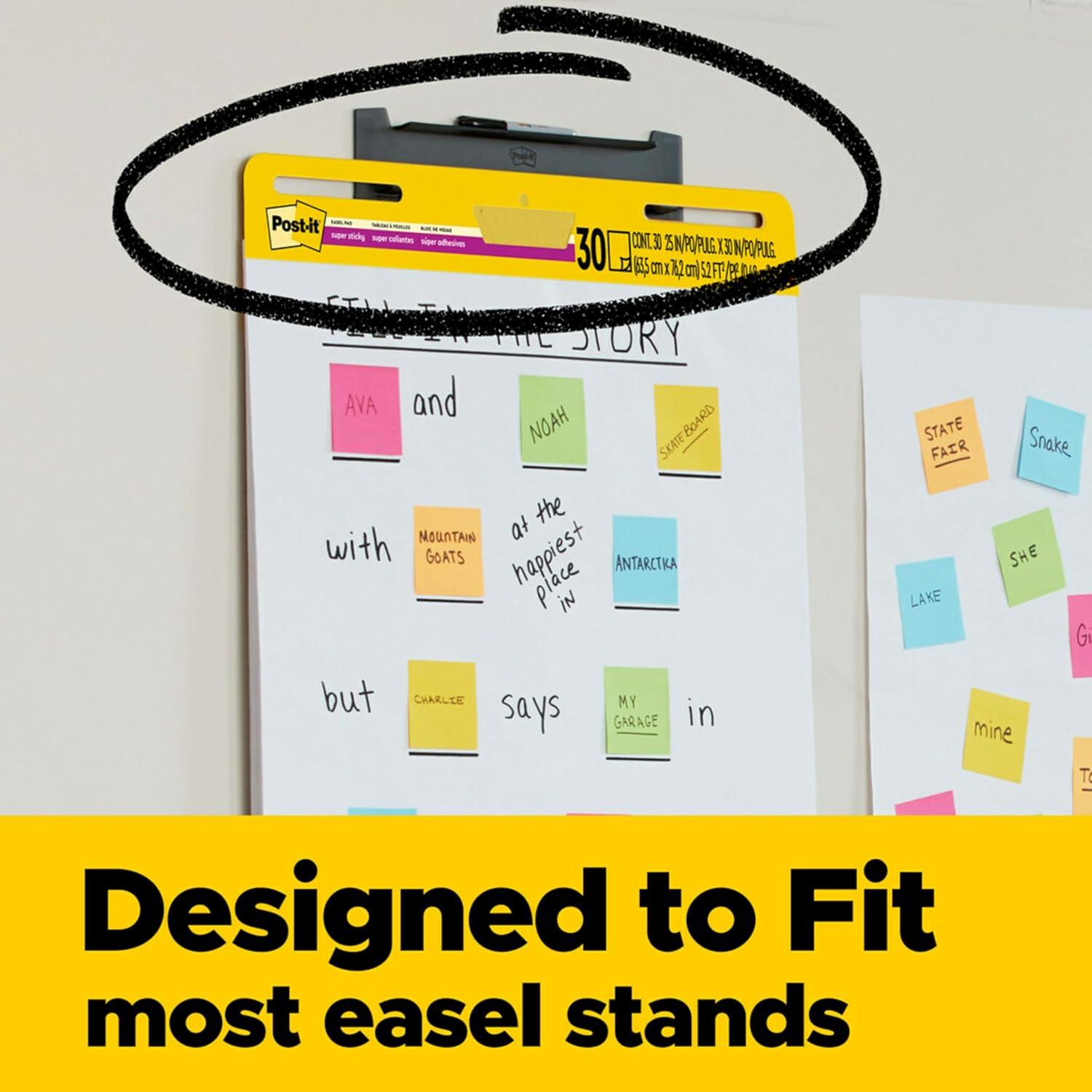 imagePostit Super Sticky Meeting Charts Pack de 1 Bloc avec 20 Feuilles 38 cm x 457 cm Couleur Blanche Paperboard Adhsif Repositionnable pour Runions et Sessions de BrainstormingMini Pad