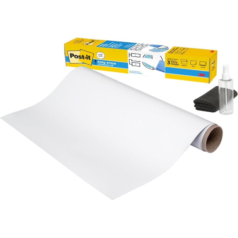 imagePostIt Tableau Easy Erase Whiteboard Surface Blanc 914 cm x 1219 cm 1 RouleauPaquet122l x 91H cm