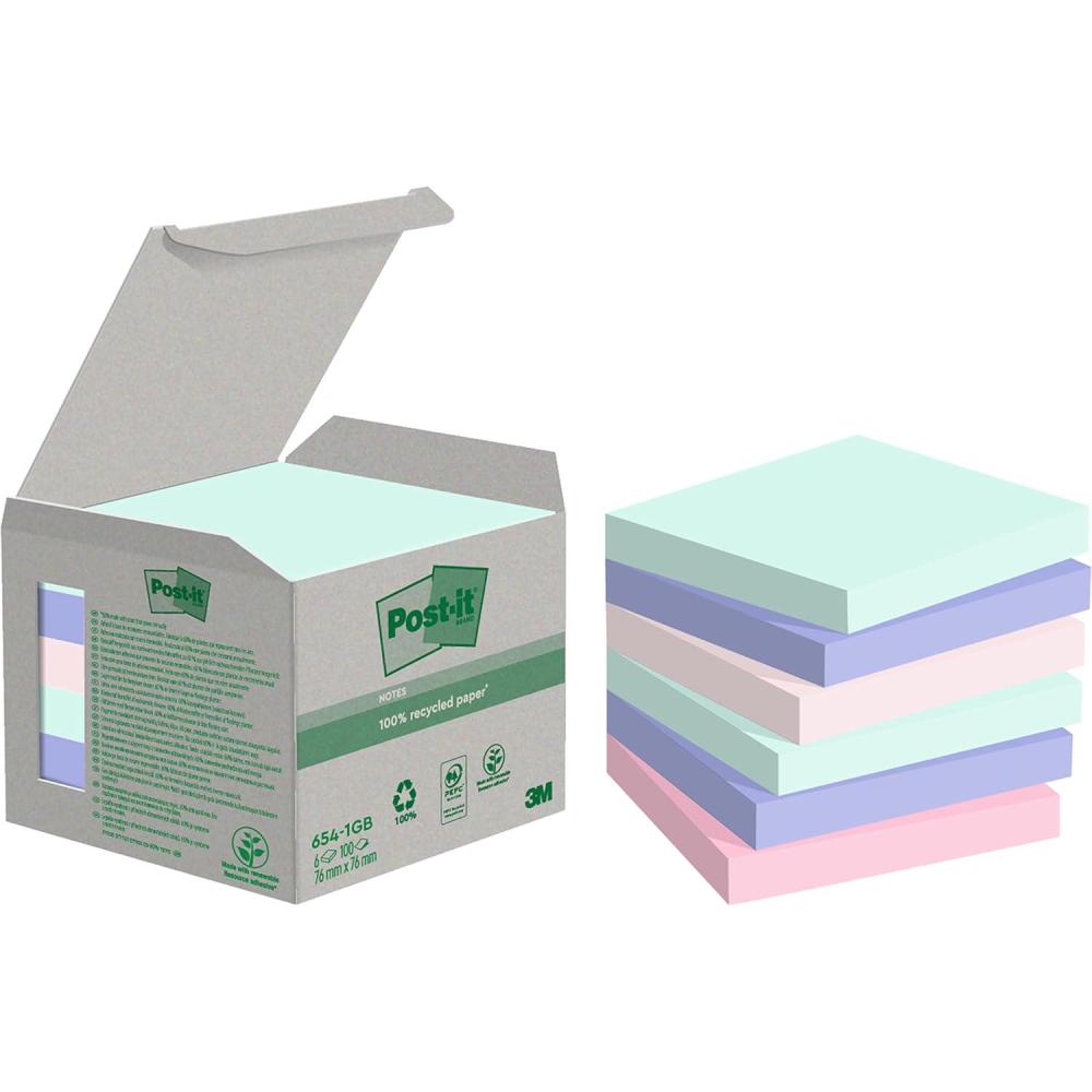 imagePostit Notes Autocollantes Super Sticky Recycls 14 Blocs 4 GRATUITS 70 Feuilles par Bloc 76 mm x 76 mm Notes Autocollantes Fabriques partir de Papier 100 RecyclBleu