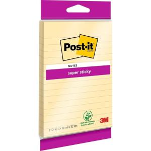 Post-it Notes Autocollantes, Grand Format XXL, Lignées, 45 Feuilles, 101 mm x 152 mm, Jaune Canari – Feuillets Adhésifs pour Prise de Notes, Listes de Tâches et Rappels(102 x 152 mm)