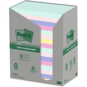Post-it Notes Autocollantes, Recyclés, Pack de 16 Blocs, 100 Feuilles par Bloc, 76 mm x 127, Vert, Rose, Bleu, Jaune – Notes Autocollantes Fabriquées à partir de Papier 100% Recyclé