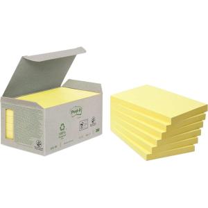 Post-it Notes Autocollantes, Recyclés, Pack de 6 Blocs, 100 Feuilles par Bloc, 76 mm x 127 mm, Jaune Canari – Notes Autocollantes Fabriquées à partir de Papier 100% Recyclé(Jaune)