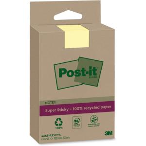 Post-it Notes Autocollantes Super Sticky, Recyclés, Grand Format XXL, Lignées, Pack de 4 Blocs, 45 Feuilles par Bloc, 102 mm x 152 mm – Notes Autocollantes Fabriquées à partir de Papier 100% Recyclé