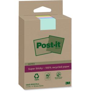 Post-it Notes Autocollantes Super Sticky, Recyclés, Grand Format XXL, Pack de 4 Blocs, 45 Feuilles par Bloc, 102 mm x 152 mm – Notes Autocollantes Fabriquées à partir de Papier 100% Recyclé