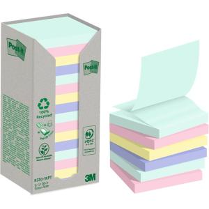 Post-it Z-Notes Autocollantes, Recyclés, Pack de 16 Blocs, 100 Feuilles par Bloc, 76 mm x 76 mm, Vert, Rose, Bleu, Jaune – Notes Autocollantes Fabriquées à partir de Papier 100% Recyclé
