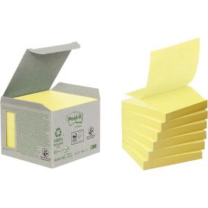 Post-it Z-Notes Autocollantes, Recyclés, Pack de 6 Blocs, 76 mm x 76 mm, 100 Feuilles par Bloc, Jaune Canari – Notes Autocollantes Fabriquées à partir de Papier 100% Recyclé(Simple)
