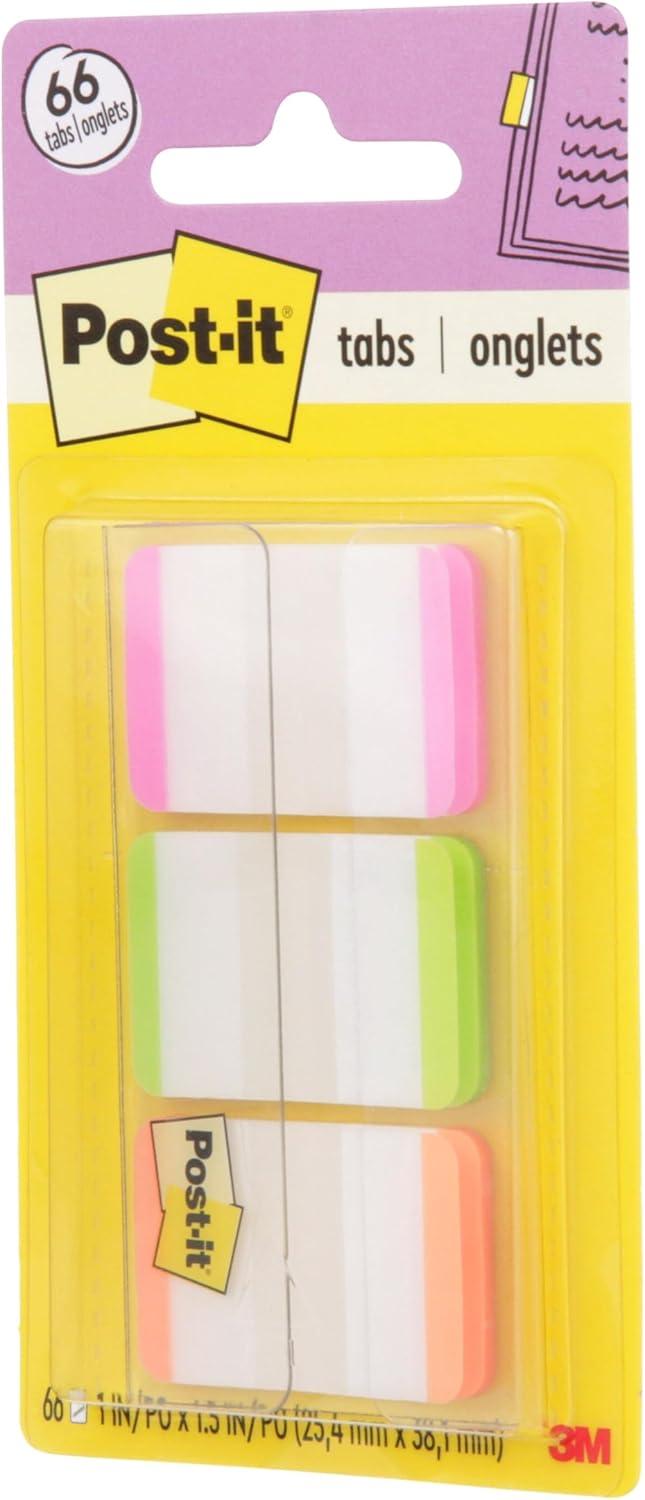 imagePostit 686PGOT Index Onglets de classement Medium Strong Rose Vert Orange Paquet de 36Assorted Bright Lined