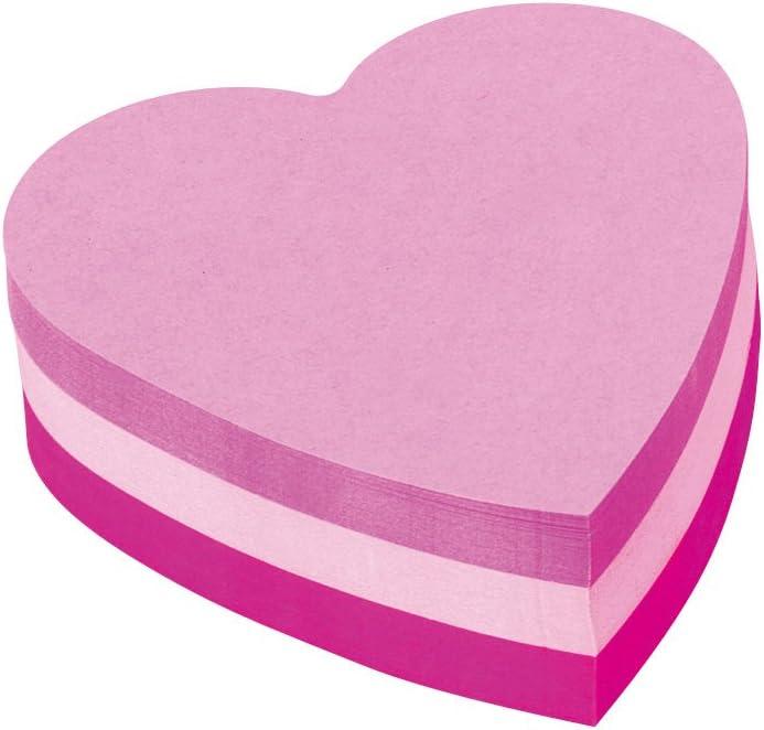imagePostit Notes Autocollantes Forme Dcoupe Cur 225 Feuilles 70 mm x 70 mm Rose Feuillets Adhsifs pour Prise de Notes Listes de Tches et RappelsRose