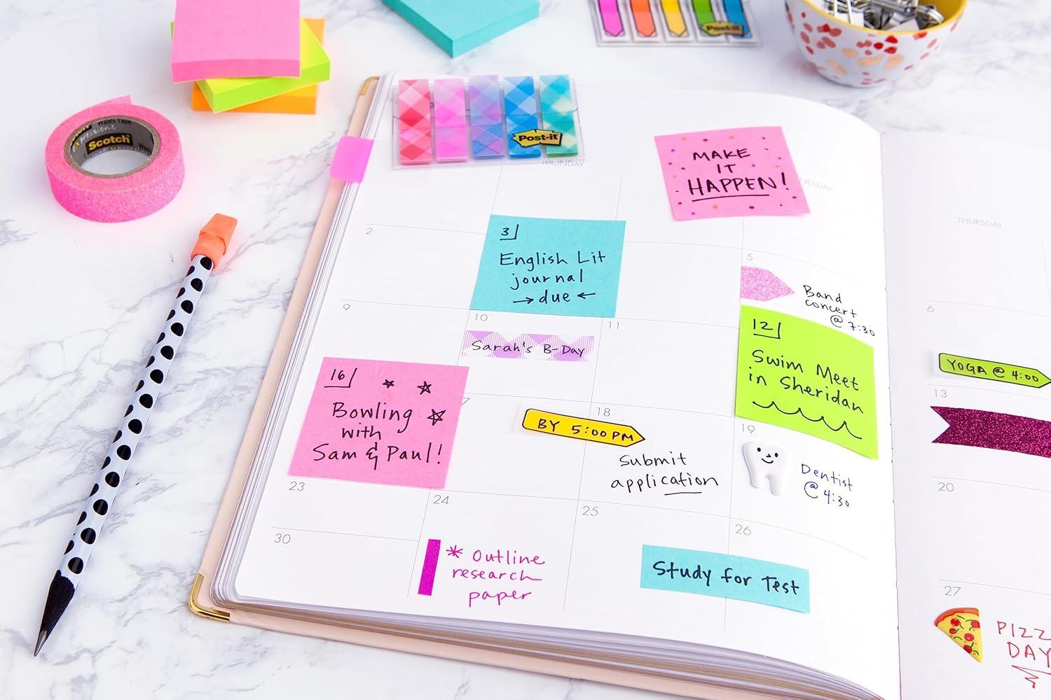 imagePostit Notes Autocollantes Lignes Rose Pack de 6 Blocs 76 mm x 127 mm 100 Feuilles par Bloc Feuillets Adhsifs pour Prise de Notes Listes de Tches et Rappels