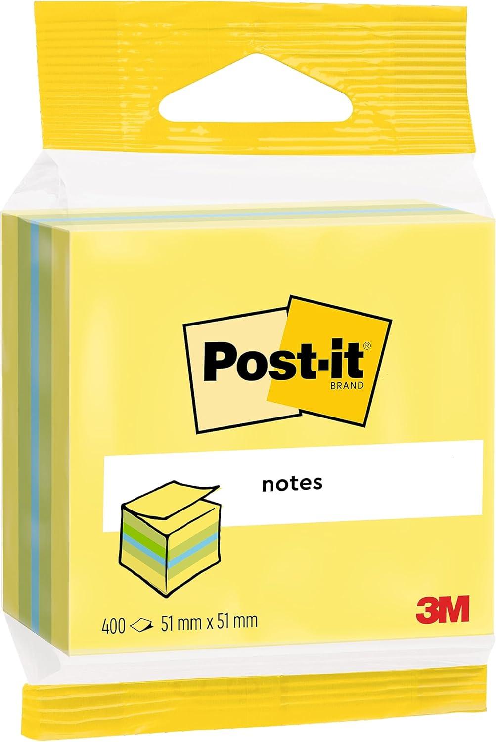 imagePostit Notes Autocollantes Mini Cube 400 Feuilles 51 mm x 51 mm Vert Bleu Jaune Feuillets Adhsifs pour Prise de Notes Listes de Tches et RappelsBleu