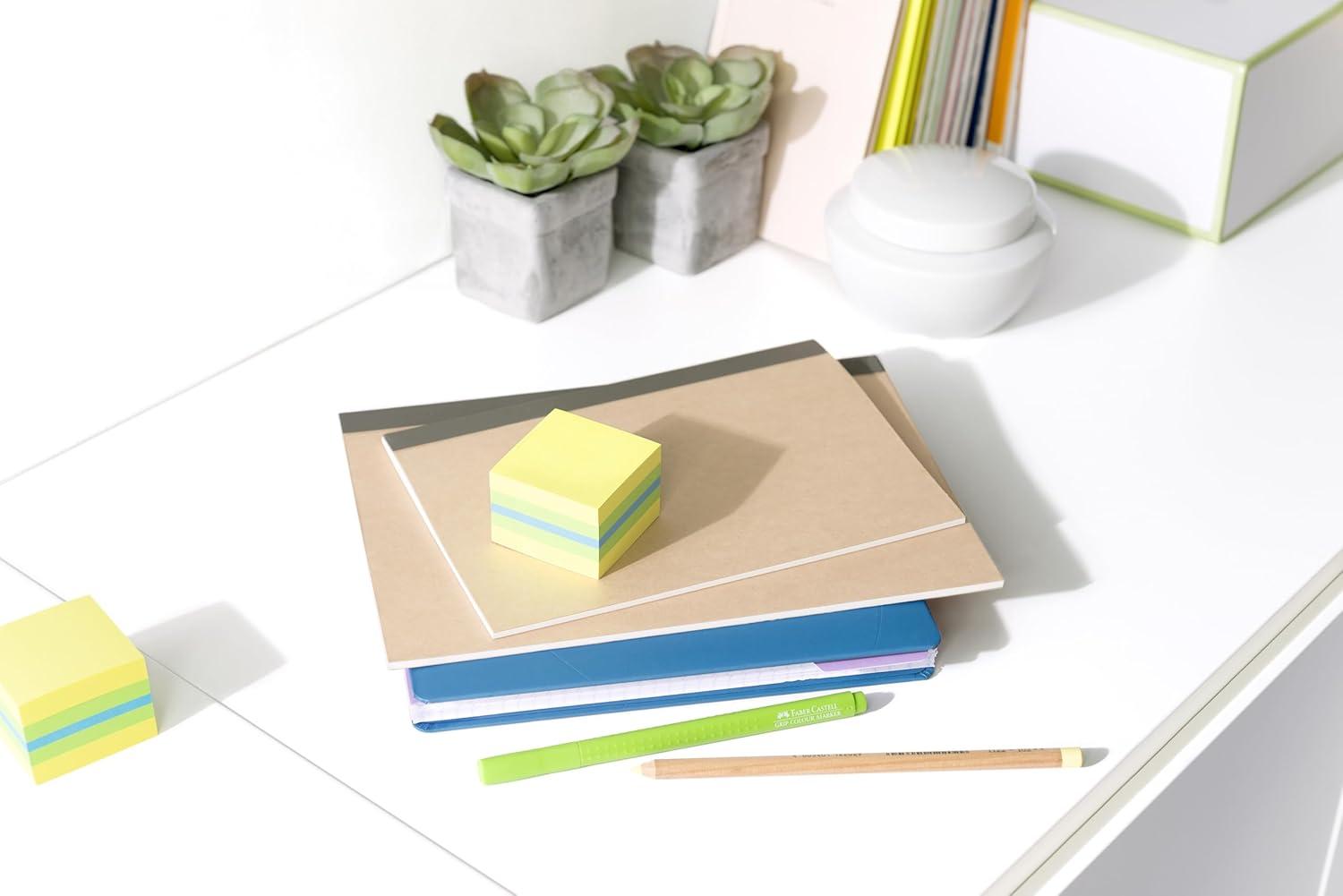 imagePostit Notes Autocollantes Mini Cube 400 Feuilles 51 mm x 51 mm Vert Bleu Jaune Feuillets Adhsifs pour Prise de Notes Listes de Tches et RappelsCitron