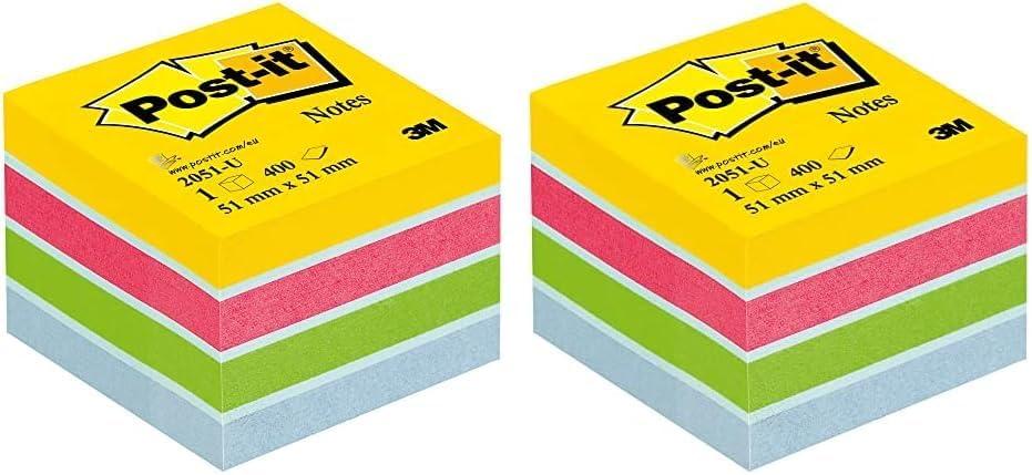 imagePostit Notes Autocollantes Mini Cube 400 Feuilles 51 mm x 51 mm Vert Bleu Jaune Feuillets Adhsifs pour Prise de Notes Listes de Tches et RappelsJaune