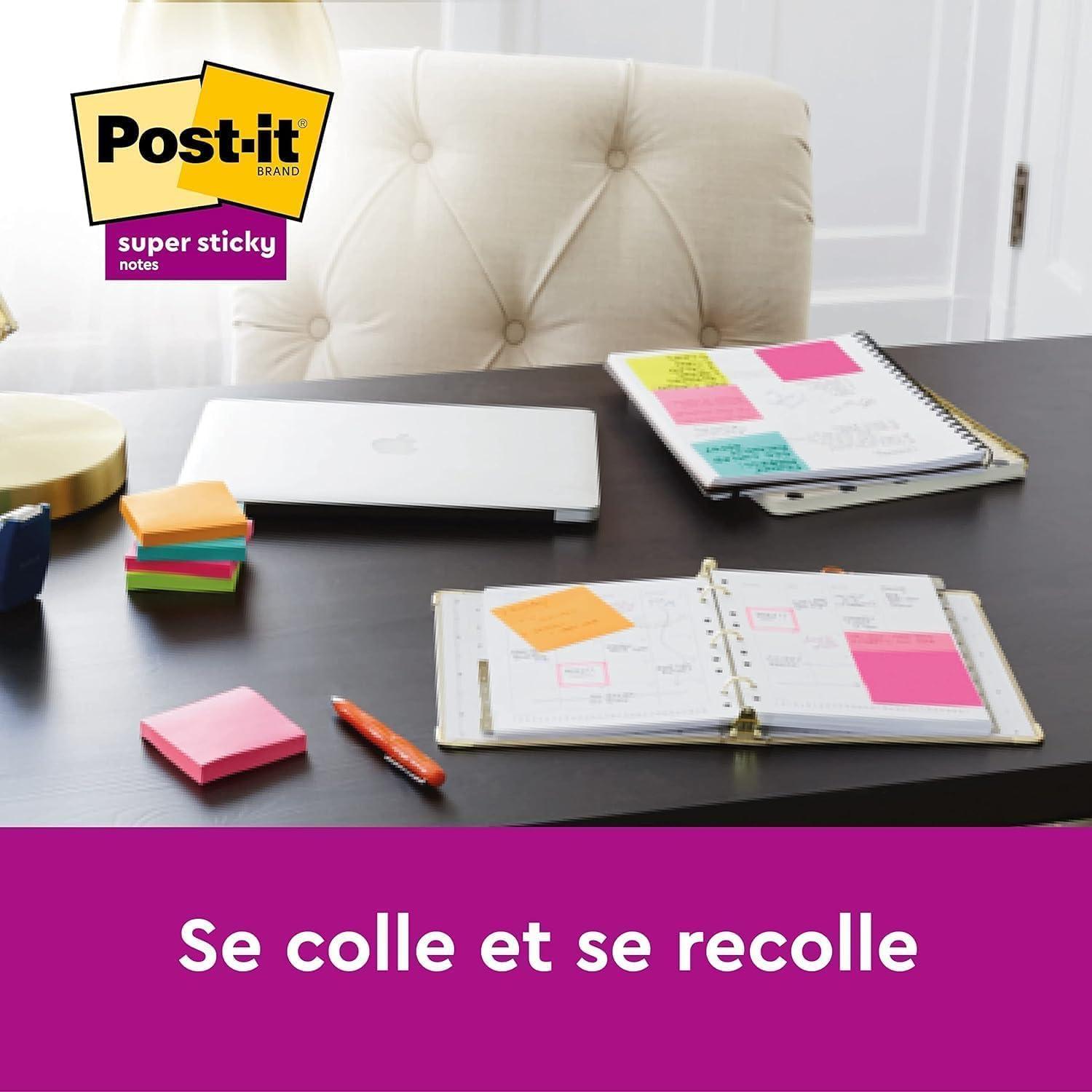 imagePostit Notes Autocollantes Super Sticky 4 Blocs 476 mm x 476 mm 45 Feuilles par Bloc Jaune Orange RoseVert Feuillets Super Adhsifs pour Prise de Notes Listes de Tches et Rappels125 x 7 mm