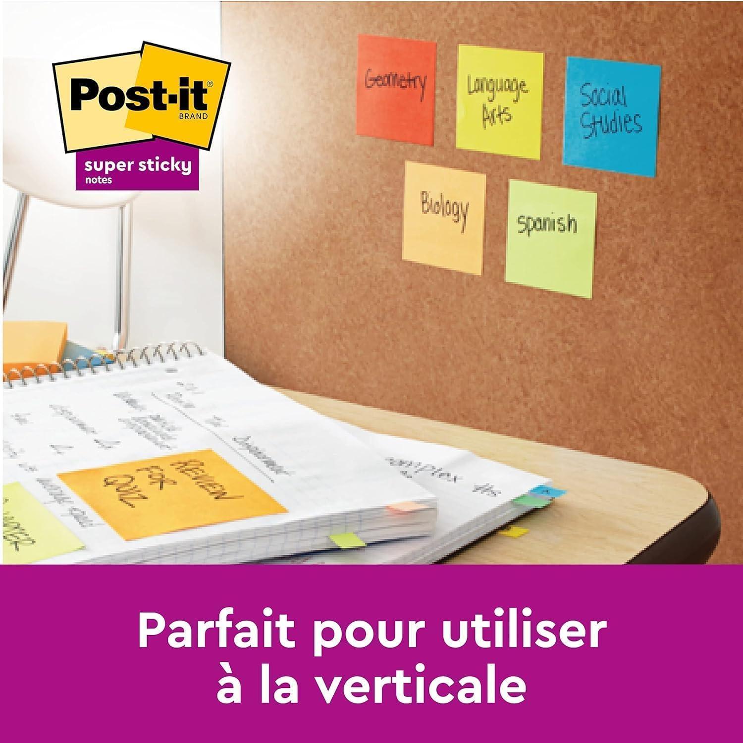 imagePostit Notes Autocollantes Super Sticky 4 Blocs 476 mm x 476 mm 45 Feuilles par Bloc Jaune Orange RoseVert Feuillets Super Adhsifs pour Prise de Notes Listes de Tches et Rappels125 x 7 mm