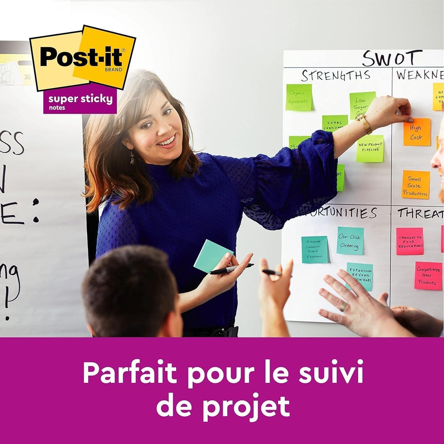 imagePostit Notes Autocollantes Super Sticky Rose Pack de 6 Blocs 90 Feuilles par Bloc 76 mm x 76 mm Feuillets Super Adhsifs pour Prise de Notes Listes de Tches et RappelsVert