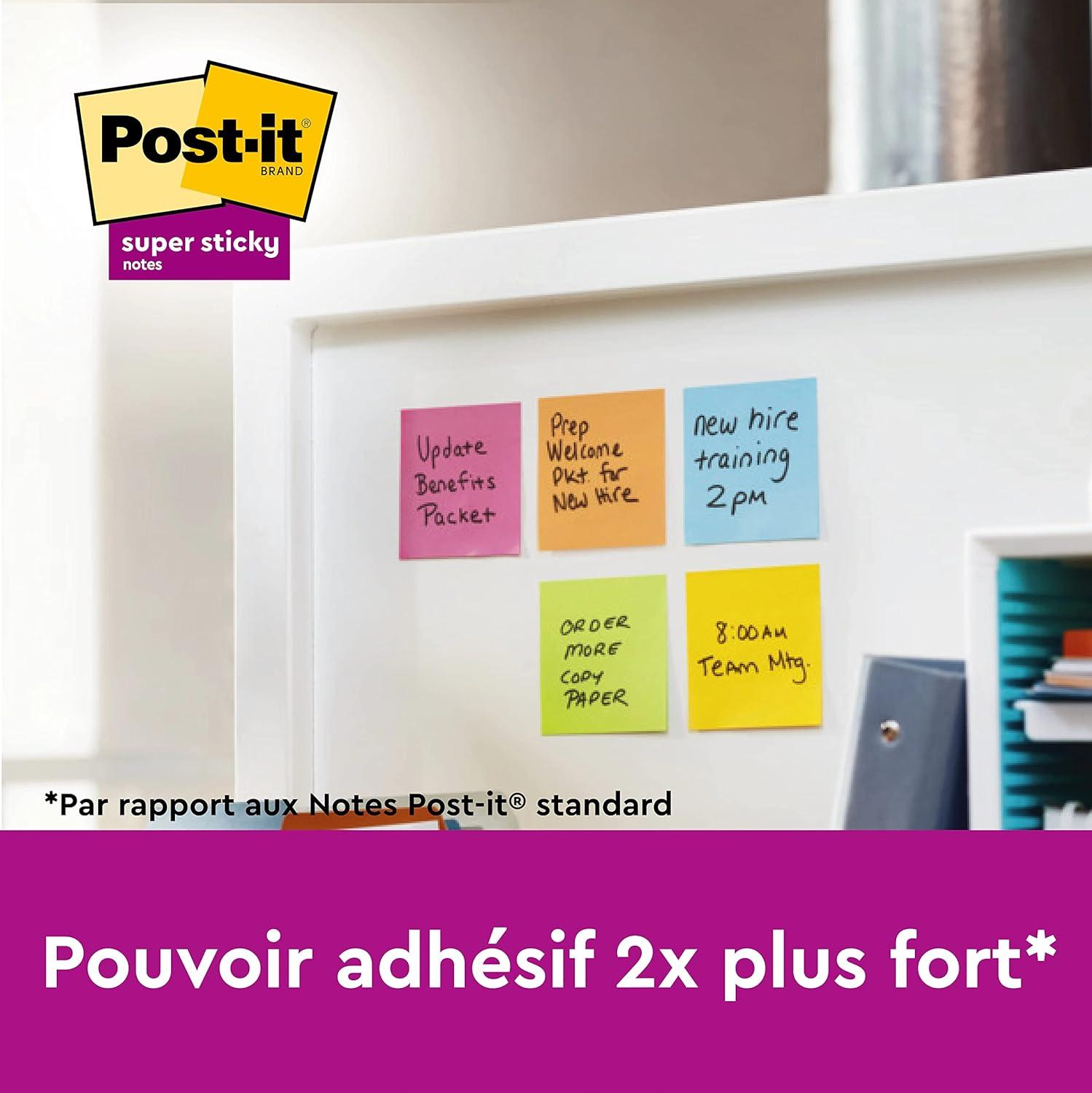 imagePostit Notes Autocollantes Super Sticky Rose Pack de 6 Blocs 90 Feuilles par Bloc 76 mm x 76 mm Feuillets Super Adhsifs pour Prise de Notes Listes de Tches et RappelsFuchsia