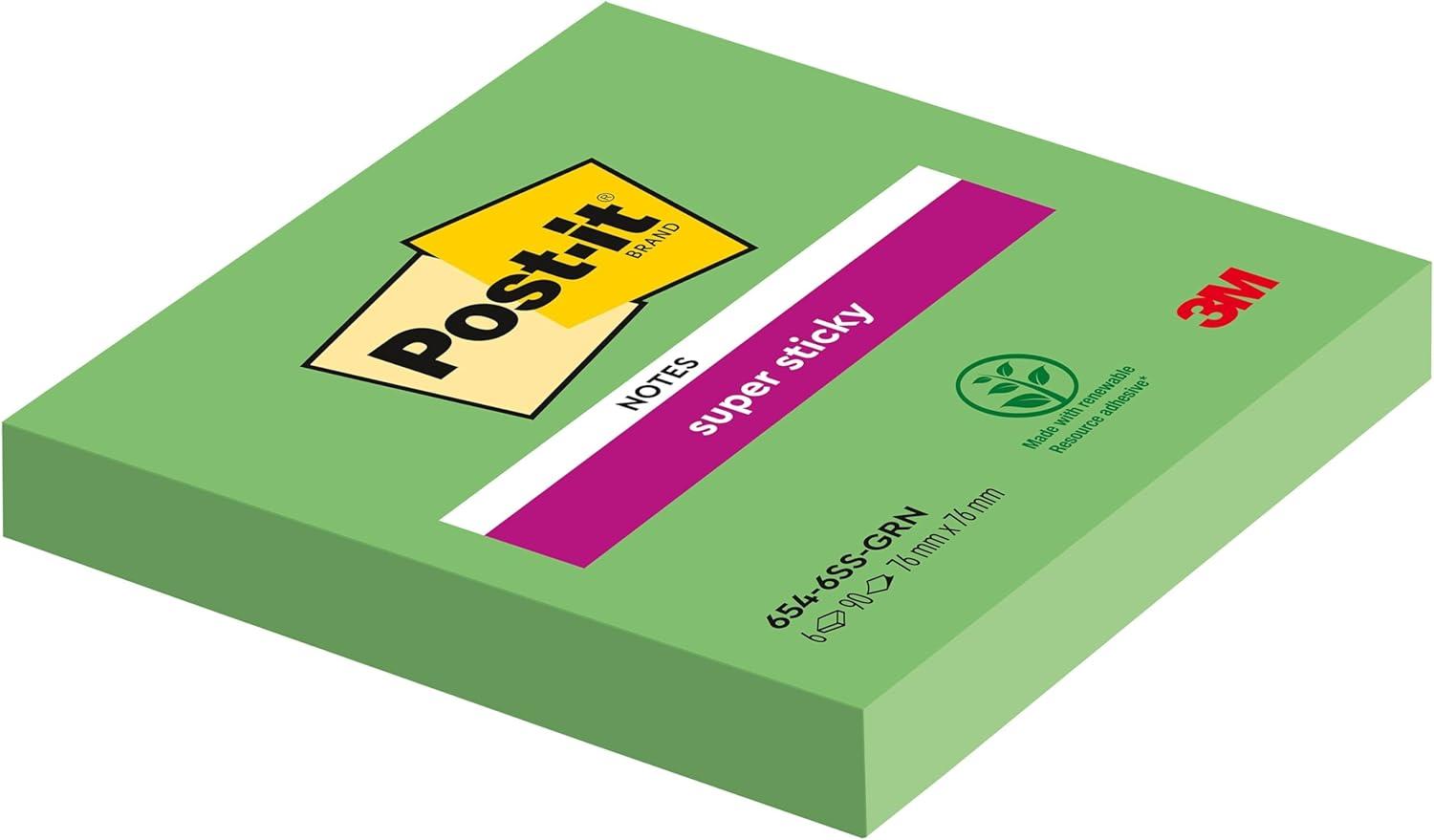 imagePostit Notes Autocollantes Super Sticky Rose Pack de 6 Blocs 90 Feuilles par Bloc 76 mm x 76 mm Feuillets Super Adhsifs pour Prise de Notes Listes de Tches et RappelsVert