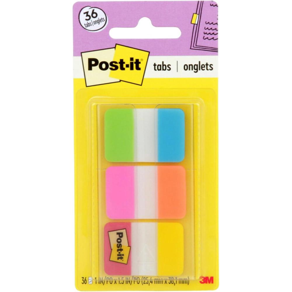 imagePostit 686PGOT Index Onglets de classement Medium Strong Rose Vert Orange Paquet de 36Assorted Bright Colors