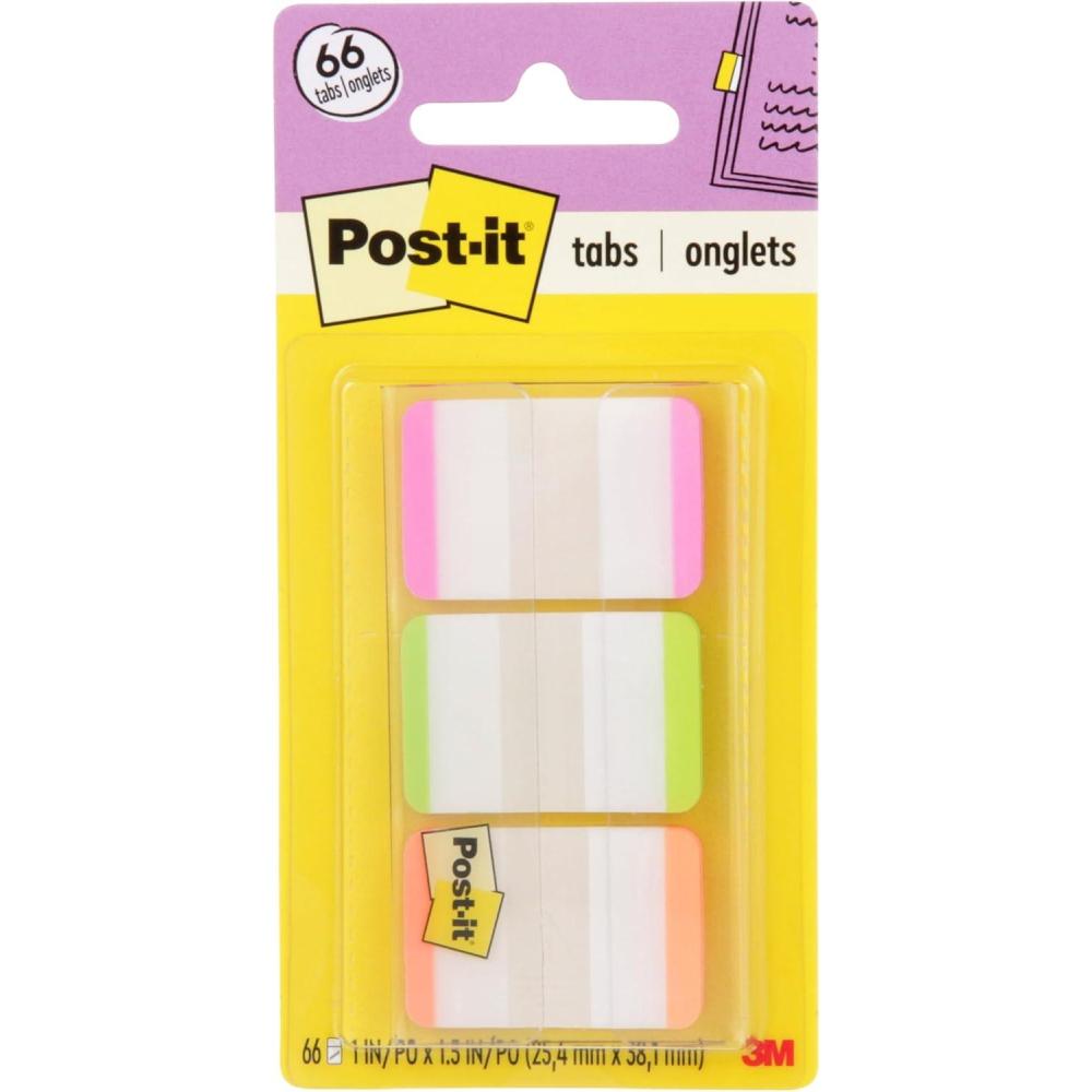 imagePostit 686PGOT Index Onglets de classement Medium Strong Rose Vert Orange Paquet de 36Assorted Bright Lined