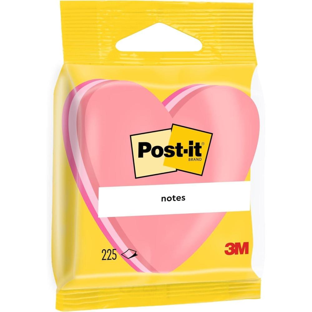 imagePostit Notes Autocollantes Forme Dcoupe Cur 225 Feuilles 70 mm x 70 mm Rose Feuillets Adhsifs pour Prise de Notes Listes de Tches et RappelsRose