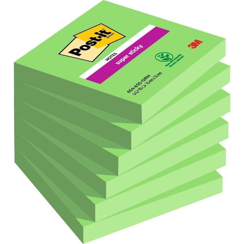 imagePostit Notes Autocollantes Super Sticky Rose Pack de 6 Blocs 90 Feuilles par Bloc 76 mm x 76 mm Feuillets Super Adhsifs pour Prise de Notes Listes de Tches et RappelsVert