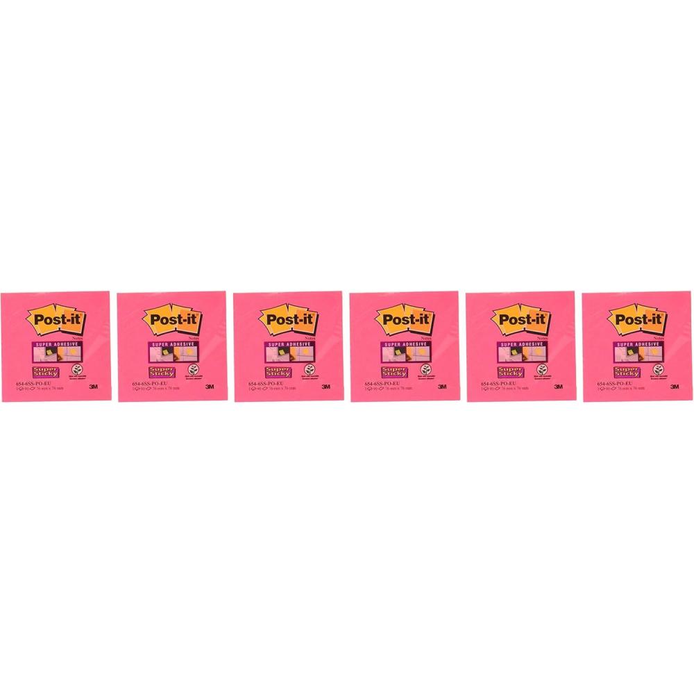 imagePostit Notes Autocollantes Super Sticky Rose Pack de 6 Blocs 90 Feuilles par Bloc 76 mm x 76 mm Feuillets Super Adhsifs pour Prise de Notes Listes de Tches et RappelsMohnrot