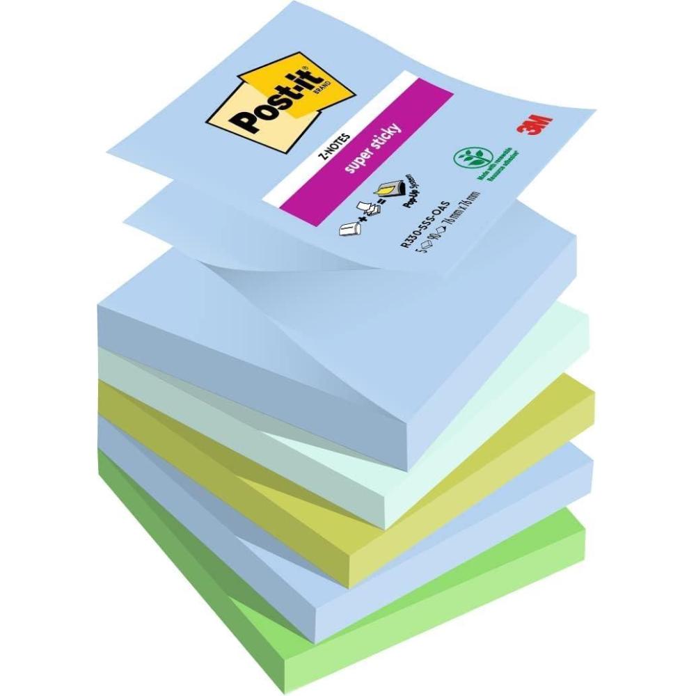 imagePostit ZNotes Autocollantes Super Sticky Couleurs Boost Pack de 5 Blocs 90 Feuilles par Bloc 76 mm x 76 mm Feuillets Super Adhsifs pour Prise de Notes Listes de Tches et RappelsVert