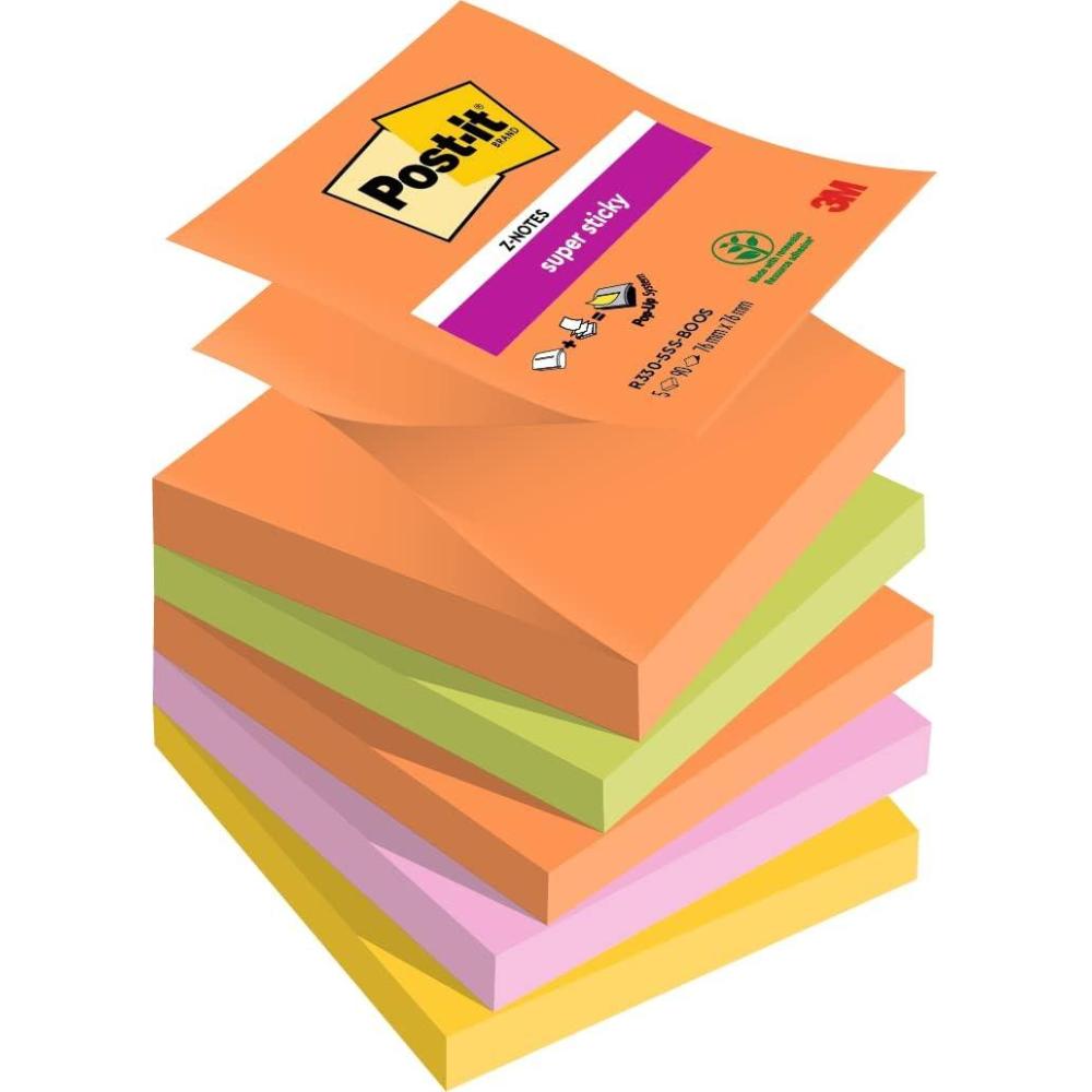 imagePostit ZNotes Autocollantes Super Sticky Couleurs Boost Pack de 5 Blocs 90 Feuilles par Bloc 76 mm x 76 mm Feuillets Super Adhsifs pour Prise de Notes Listes de Tches et RappelsJaune
