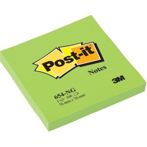 Post-it Notes Autocollantes, Couleur Vert Néon, 76 mm x 76 mm, 100 Feuilles par Bloc, 6 Blocs – Feuillets Adhésifs pour Prise de Notes, Listes de Tâches et Rappels(Vert)