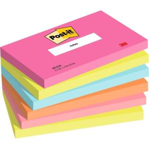Post-it Notes Autocollantes, Couleurs Poptimistic, Pack de 6 Blocs, 100 Feuilles par Bloc, 76 mm x 127 mm – Feuillets Adhésifs pour Prise de Notes, Listes de Tâches et Rappels