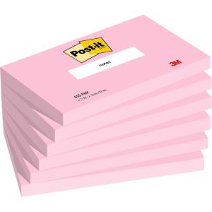 Post-it Notes Autocollantes, Lignées, Rose, Pack de 6 Blocs, 76 mm x 127 mm, 100 Feuilles par Bloc – Feuillets Adhésifs pour Prise de Notes, Listes de Tâches et Rappels