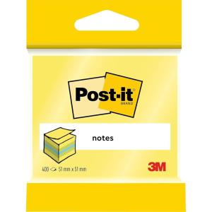 Post-it Notes Autocollantes, Mini Cube, 400 Feuilles, 51 mm x 51 mm, Vert, Bleu, Jaune – Feuillets Adhésifs pour Prise de Notes, Listes de Tâches et Rappels(Bleu)