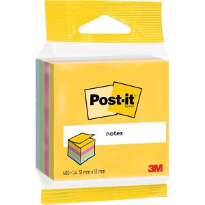 Post-it Notes Autocollantes, Mini Cube, 400 Feuilles, 51 mm x 51 mm, Vert, Bleu, Jaune – Feuillets Adhésifs pour Prise de Notes, Listes de Tâches et Rappels(Rose)
