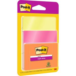 Post-it Notes Autocollantes Super Sticky, Couleurs et Tailles Assorties, 3 Blocs, 45 Feuilles par Bloc, Orange, Rose, Vert – Feuillets Super Adhésifs pour Prise de Notes, Listes de Tâches et Rappels(Jaune Orange Vert)