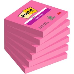 Post-it Notes Autocollantes Super Sticky, Rose – Pack de 6 Blocs, 90 Feuilles par Bloc, 76 mm x 76 mm – Feuillets Super Adhésifs pour Prise de Notes, Listes de Tâches et Rappels(Fuchsia)