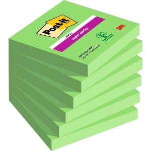 Post-it Notes Autocollantes Super Sticky, Rose – Pack de 6 Blocs, 90 Feuilles par Bloc, 76 mm x 76 mm – Feuillets Super Adhésifs pour Prise de Notes, Listes de Tâches et Rappels(Vert)