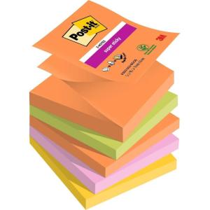 Post-it Z-Notes Autocollantes Super Sticky, Couleurs Boost, Pack de 5 Blocs, 90 Feuilles par Bloc, 76 mm x 76 mm – Feuillets Super Adhésifs pour Prise de Notes, Listes de Tâches et Rappels(Jaune)
