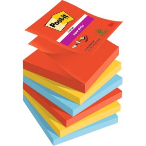 Post-it Z-Notes Autocollantes Super Sticky, Couleurs Boost, Pack de 5 Blocs, 90 Feuilles par Bloc, 76 mm x 76 mm – Feuillets Super Adhésifs pour Prise de Notes, Listes de Tâches et Rappels(Multicolore)