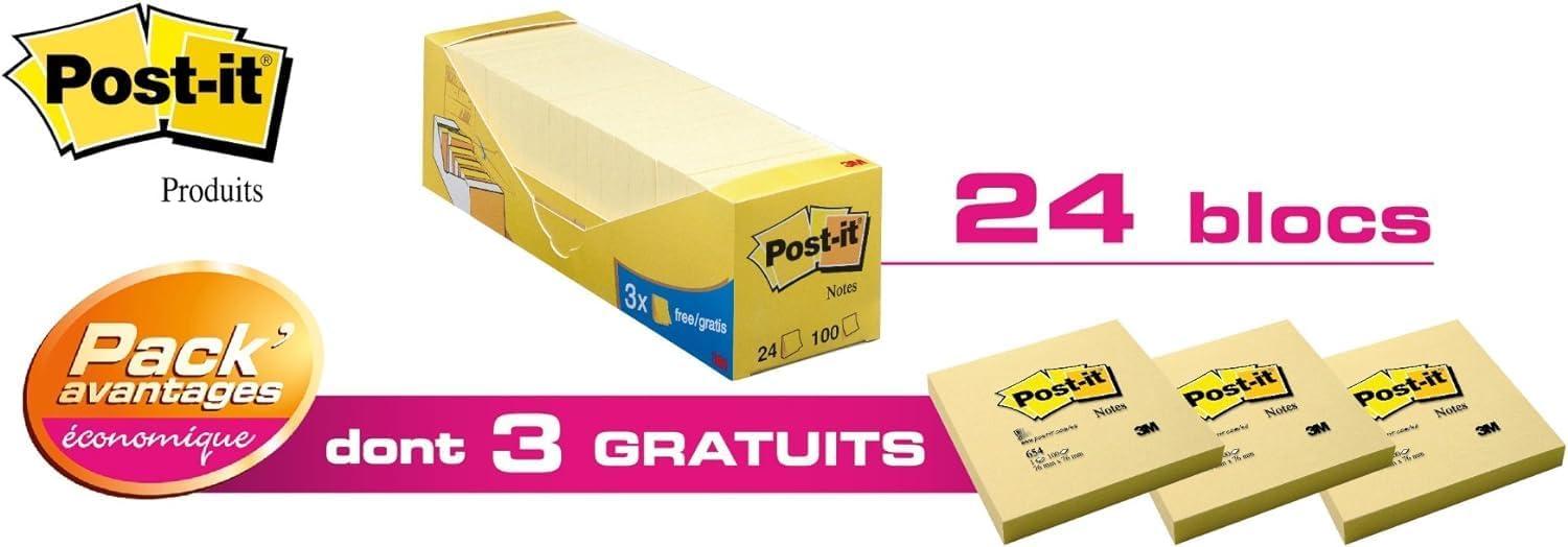 imagePostit Notes Autocollantes Jaune Pack Promotionnel 21 Blocs 3 GRATUITS 76 mm x 76 mm 100 Feuilles par Bloc 100 PEFC Feuillets Adhsifs pour Prise de Notes Listes de Tches et Rappels