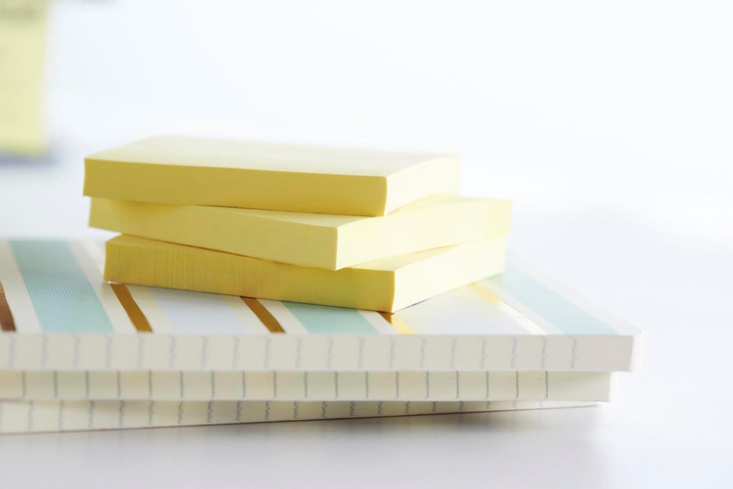 imagePostit Notes Autocollantes Pack Promo 18 Blocs 6 GRATUITS 100 Feuilles par Bloc 76 mm x 76 mm Jaune Pastel Feuillets Adhsifs pour Prise de Notes Listes de Tches et Rappels76 x 76 mm