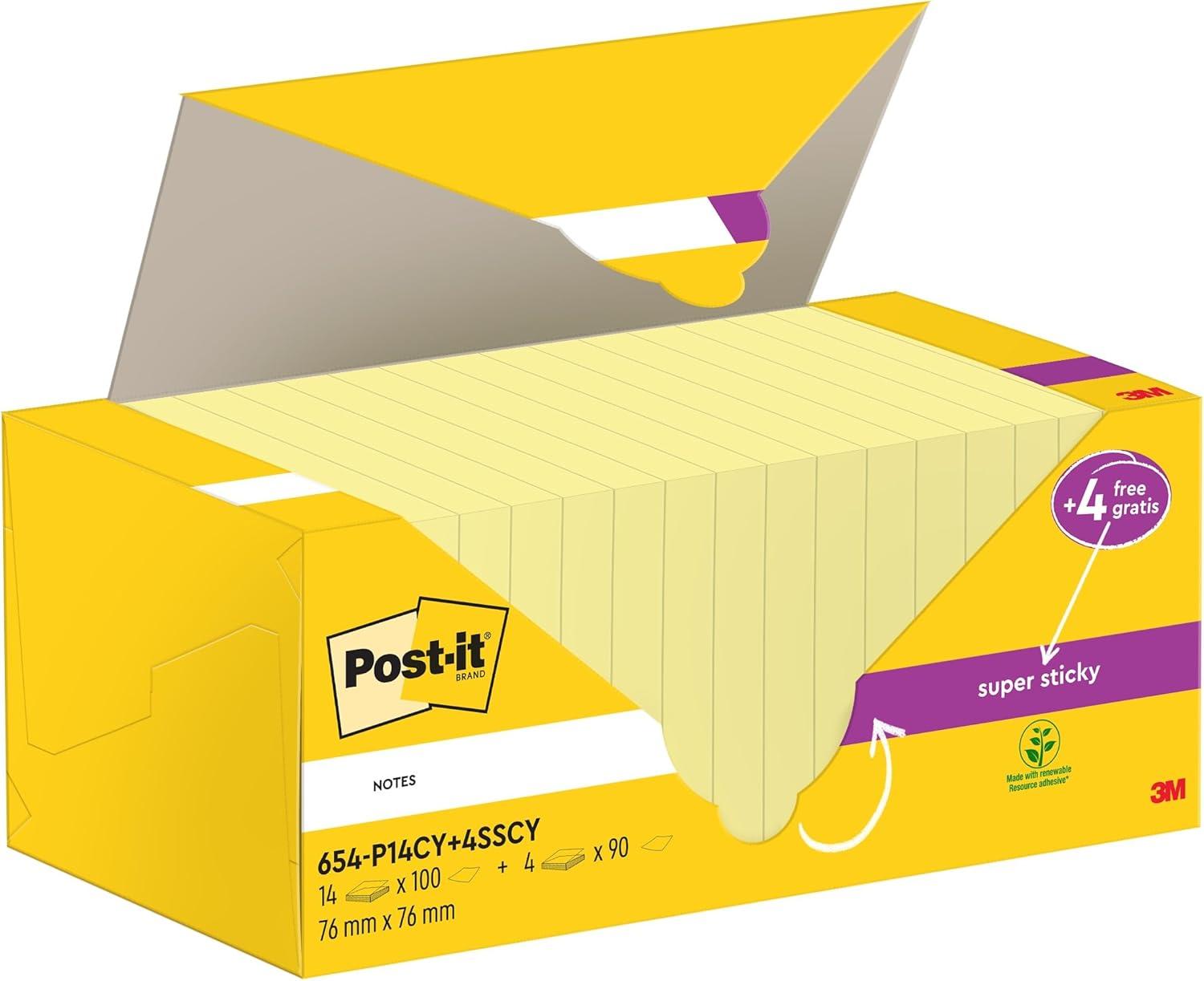imagePostit Notes Autocollantes Pack Promo 18 Blocs 6 GRATUITS 100 Feuilles par Bloc 76 mm x 76 mm Jaune Pastel Feuillets Adhsifs pour Prise de Notes Listes de Tches et Rappels76 x 76 mm